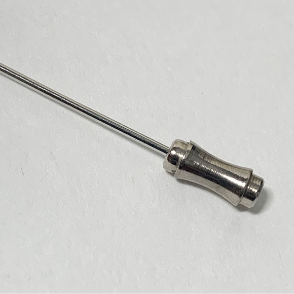 Vintage enamel abstract flower stick pin silver blue green orange - Picture 7 of 7